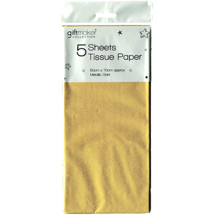 Gold Metallic Tissue Paper - 5 Sheets 50cm x 70cm