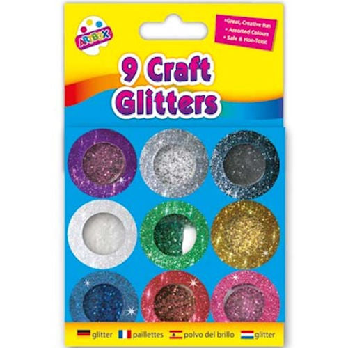 Metallic Colour Glitter Pots - 9 Pack