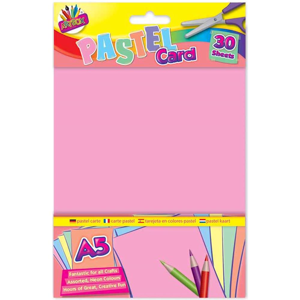 A5 Pastel Card Assorted - 30 Sheets Light Colours Plain Craft Paper Scrapbooking Creative DIY