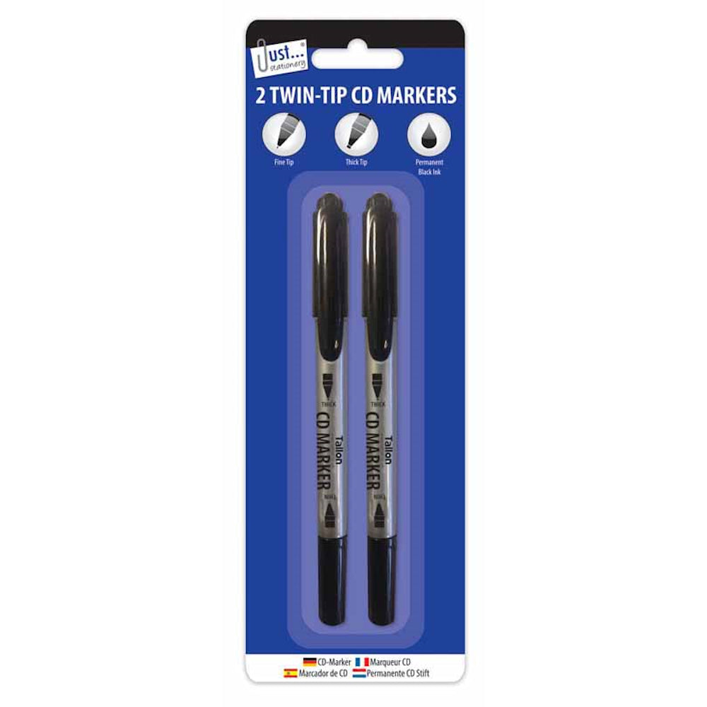 Twin Tip CD/DVD Permanent Marker Pens - 2 Pack
