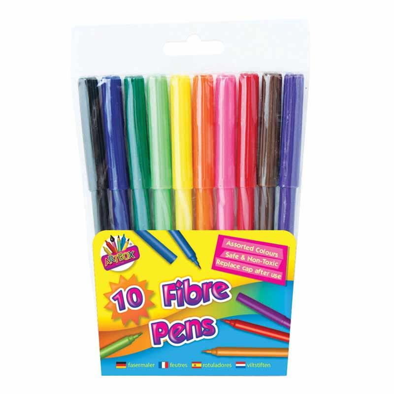 Fibre Colouring Pens - 10 Pack