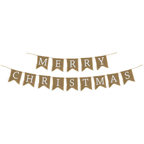 Merry Christmas Hessian Bunting 2m