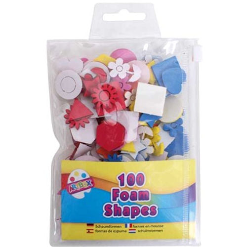 Foam Shapes - 100 Pack Craft Supplies Assorted Colours and Sizes DIY Projects