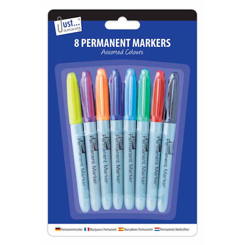 Multicoloured Permanent Markers - 8 Pack