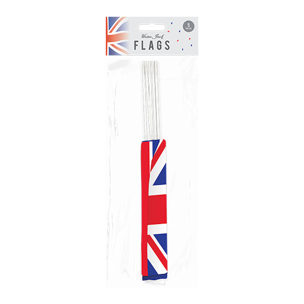 Union Jack Flags - 5 Pack British United Kingdom National Patriotic Decoration Celebration Event Supply