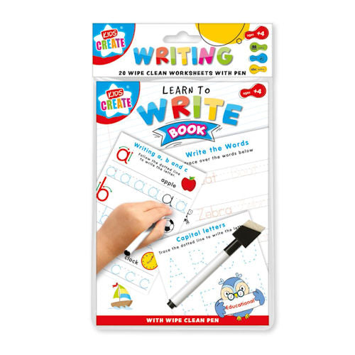 A5 Learn to Write Book - Wipe Clean Educational Workbook Practising Handwriting Skills Reusable Pages Continuous Learning Children Kids