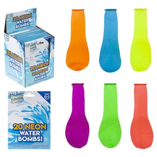 Neon Water Bombs - 20 Pack Summer Outdoor Fun Bright Colours Kids