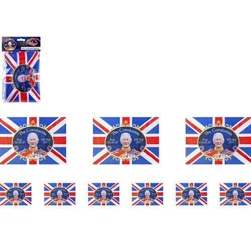 King Charles Union Jack Rayon Bunting - 3.6m Patriotic Outdoor Decoration Royal Celebration Flag Banner British Theme