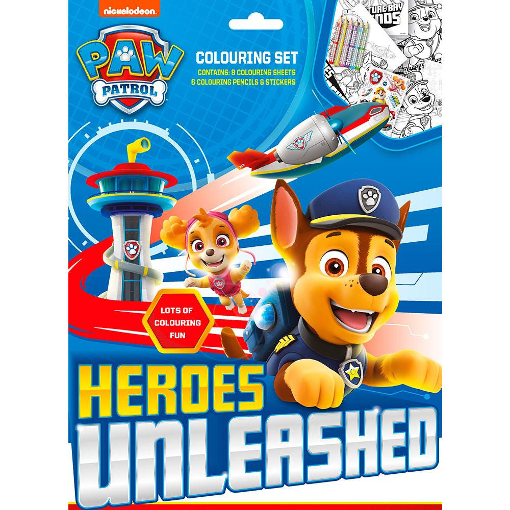 Paw Patrol Colouring Set - Colouring Book Crayons Markers Featuring Favourite Characters Creative Fun Kids