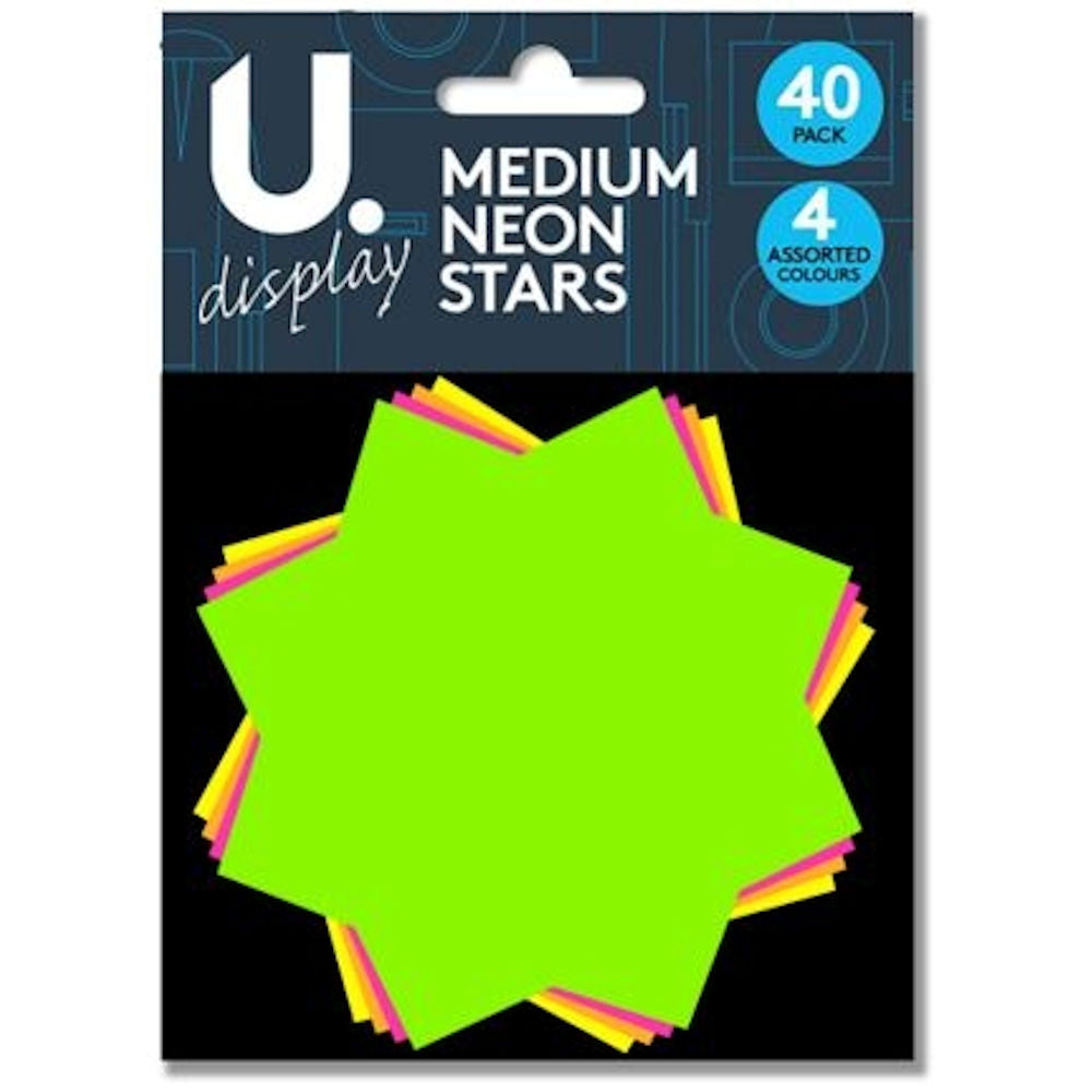 Medium Neon Stars - 40 Pack