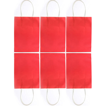 Paper Bag With Handles Single Red - 6 Pack