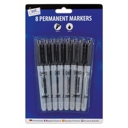 Black Permanent Markers - 8 Pack