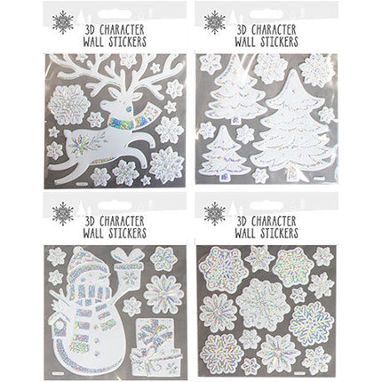 Christmas Silver Holographic Wall Stickers - Assorted