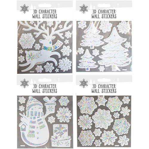 Christmas Silver Holographic Wall Stickers - Assorted