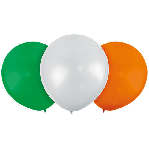 St. Patrick's Day Tricolour Balloons - 12 Pack