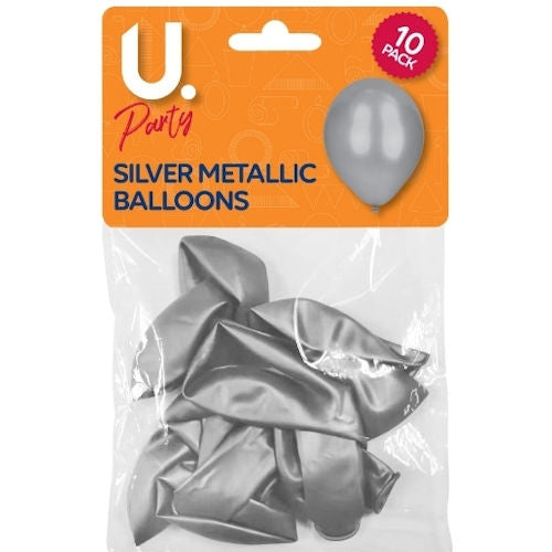 Silver Metallic Balloons - 10 Pack