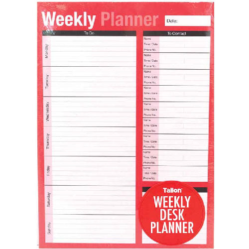 Weekly To Do List Desk Planner - Productivity Organiser Schedule Stationery