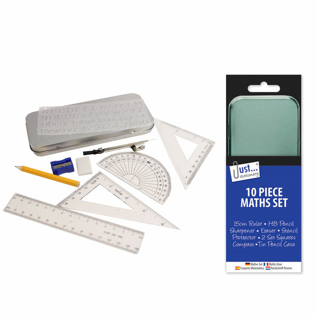 Maths Set Tin - 10 Piece