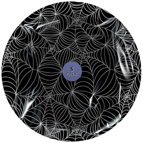 Halloween Paper Plates - 22.5cm 8 Pack Party Disposable Dinnerware Spooky Festive Haunted House Spider Web