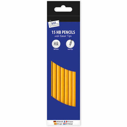 HB Pencils with Eraser Tops - 15 Pack
