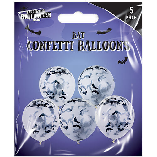 Halloween Bat Confetti Balloons - 5 Pack