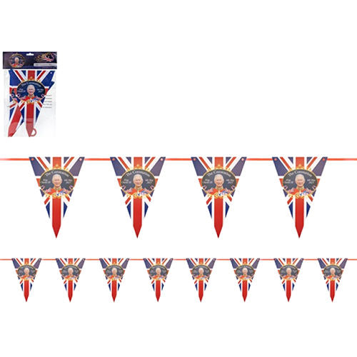 King Charles Union Jack Triangle Bunting - 21" 10 Flags Royal Celebration Decoration
