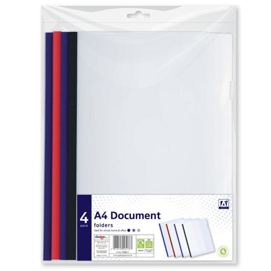 A4 Document Folders - 4 Pack