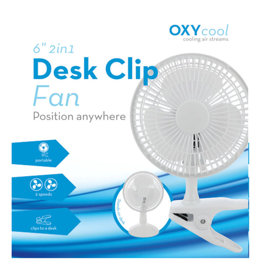 6" 2 in 1 Desk / Clip Fan