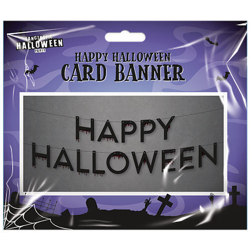 Happy Halloween Card Banner - 1m Festive Party Decoration Spooky Haunted House Ghost Witch Vampire