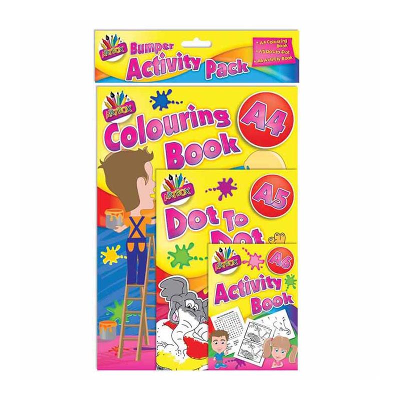 Multi Activity Pack Set - A4 Colouring Book A5 Dot to Dot A6 Activity Book Puzzles