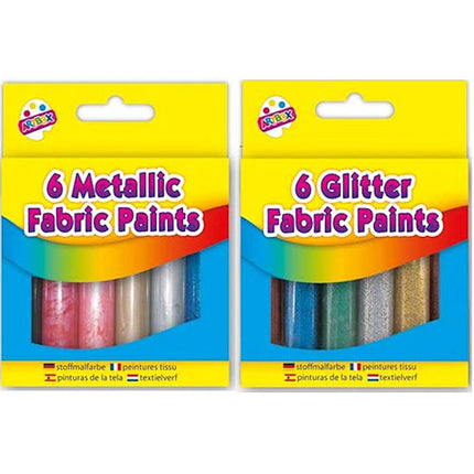 Glitter Metallic Fabric Paints - Assorted