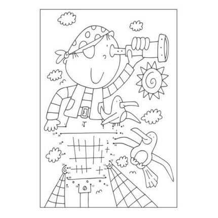 A4 Dinosaur Pirates Dot-to-Dot Colouring Book - Assorted
