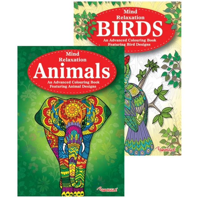 A4 Animals & Birds Adult Colouring Book - Assorted
