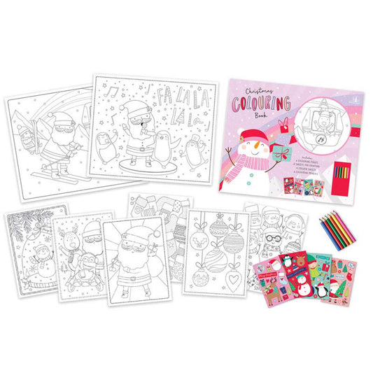 Christmas Colouring Sticker Book - Pink
