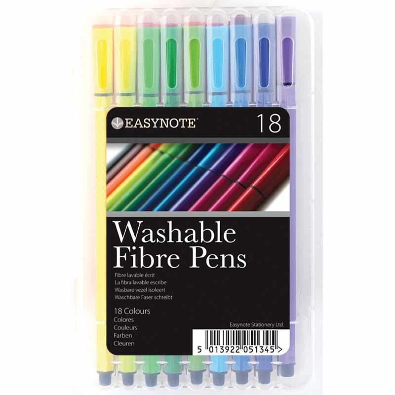 Washable Fibre Pens - 18 Pack Assorted Colours Children's Art Supplies