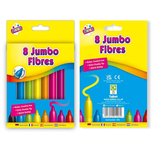 Jumbo Fibre Colouring Pens - 8 Pack
