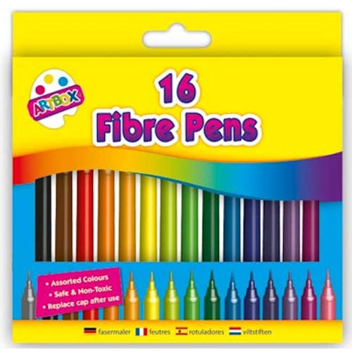 Fibre Colouring Pens - 16 Pack