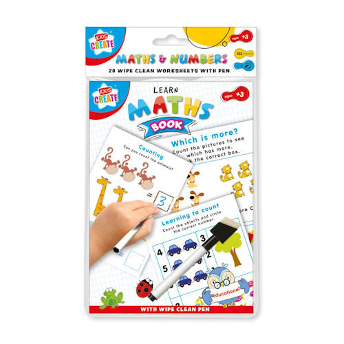 A5 Learn Maths Book - Wipe Clean Educational Workbook Developing Mathematical Skills Children Kids