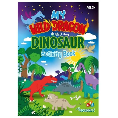 A4 My Wild Dragon Dinosaur Activity Book - 22 Pages Exciting Dinosaur Themed Activities Engaging Puzzles