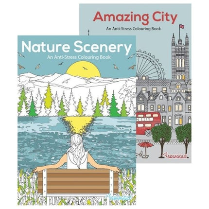 A4 Nature Scenery Amazing City Colouring Book - Assorted