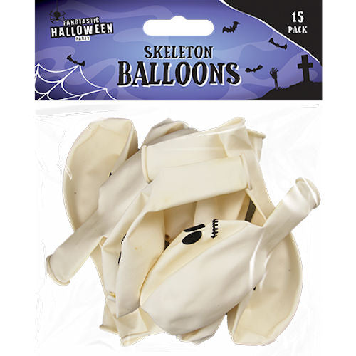 Skeleton Balloons - 15 Pack Halloween Party Decoration Spooky Skull Bone Festive Inflate Inflateable